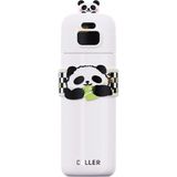 Diller 480ML Sevimli Hayvanlar Süslü Pipetli/pipetsiz El Askılı Paslanmaz Çelik Termos (Panda)