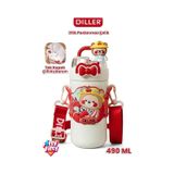 Dıller 490 Ml Tek Kapak Çift Kullanım Pipetli/pipetsiz Boyun Askılı Çelik Termos -ffdıllerd490ml Kırmızı