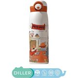 Diller 500 ML Yeni Koleksiyon Sevimli Hayvanlar Desenli Rahat İçim Kilitli Kapak Paslanmaz Çelik Termos