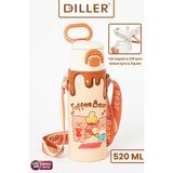 Dıller 520 ml Kılıflı Tek Kapak Çift Kullanım Pipetli/pipetsiz Taşıma El Askılı Vacum Cup/çelik Termos -D9260ML520 - Krem - Tek Adet