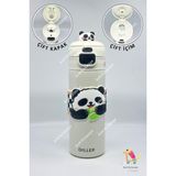 Diller 600 ml Sevimli Panda Çift Kapaklı Çelik Termos