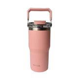 Diller 620ml Tumbler Pipetli/Pipetsiz Kullanım Kulplu Paslanmaz Çelik Termos (Pembe)