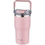 Diller 620ML Yeni Koleksiyon Tumbler Pipetli/pipetsiz Kullanım Kulplu Paslanmaz Çelik Termos - Pembe