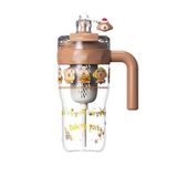 Diller 860ml Sevimli Hayvanlar Süslü Pipetli/Pipetsiz Kulplu Detokslu Tritan Çocuk Matarası (Kahverengi Capybara)