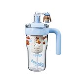 Diller 860ml Sevimli Hayvanlar Süslü Pipetli/Pipetsiz Kulplu Detokslu Tritan Çocuk Matarası (Mavi Köpüş)