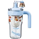 Diller 860ML Yeni Koleksiyon Sevimli Hayvanlar Süslü Pipetli/pipetsiz Kulplu Detokslu Tritan Çocuk Matarası - Mavi - 850 ml