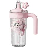 Diller 860ML Yeni Koleksiyon Sevimli Hayvanlar Süslü Pipetli/pipetsiz Kulplu Detokslu Tritan Çocuk Matarası - Pembe - 850 ml