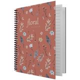 dilman floral serisi not defteri 16x22cm 80 yaprak çizgili 6406 - Karışık