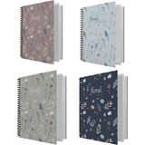 dilman floral serisi not defteri 16x22cm 80 yaprak kareli 6405 - Karışık