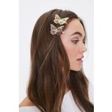 Diloshtrend Design Kadın 2'li Gold Kelebek Pens Toka