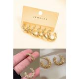 Diloshtrend Design Kadın 6 'lı Yıldız Tozu Figür Gold Halka Küpe Seti