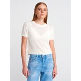 Dilvin 10718 Bisiklet Yaka Ince Dokulu Triko Bluz-Gri - Standart - Ekru