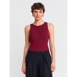Dilvin 10726 Kayık Yaka Fitilli Triko Bluz-Bordo - Standart