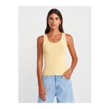 Dilvin 10746 Kalın Askılı Basic Triko Bluz-Sarı