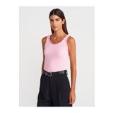 Dilvin 10748 Askılı Fitilli İnce Dokulu Triko Bluz-Pembe