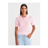Dilvin 10781 Polo Yaka Ajurlu Triko Bluz