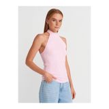 Dilvin 10798 Halter Bağlamalı Yaka Fitilli Triko Bluz-Pembe