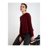Dilvin 10824 Bisiklet Yaka Peplum Triko Top-Koyu Bordo