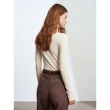 Dilvin 10840 Kayık Yaka Kaşmirli Ultra Hafif Triko Kazak-Taş - Standart