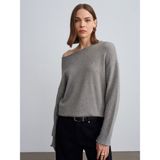 Dilvin 10854 Kayık Yaka Yumuşak Dokulu Kazak-Gri - Standart