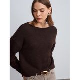 Dilvin 10854 Kayık Yaka Yumuşak Dokulu Kazak-Kahve - Standart