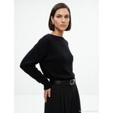 Dilvin 10854 Kayık Yaka Yumuşak Dokulu Kazak-Siyah