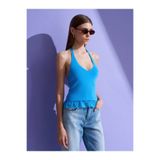 Dilvin 10868 Dantel Detaylı Halter Yaka Triko Bluz