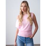 Dilvin 10870 Lyocell Karışımlı Dökümlü Bluz-Toz Pembe - Standart
