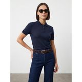 Dilvin 10871 Kadın Polo Yaka Bluz Lacivert Lyocell Karışımlı Standart Kalıp Günlük Stil