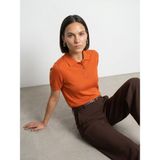 Dilvin 10871 Kadın Polo Yaka Bluz Oranj Lyocell Karışımlı Standart Kalıp Günlük Stil
