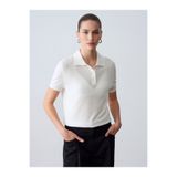 Dilvin 10871 Lyocell Karışımlı Polo Yaka Bluz-Ekru