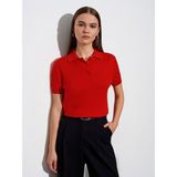 Dilvin 10871 Lyocell Karışımlı Polo Yaka Bluz-Kırmızı - Standart