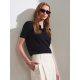 Dilvin 10871 Lyocell Karışımlı Polo Yaka Bluz-Siyah