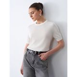 Dilvin 10872 Lyocell Karışımlı Minimal Bluz-Ekru - Standart