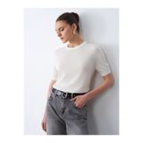 Dilvin 10872 Lyocell Karışımlı Minimal Bluz-Ekru