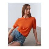 Dilvin 10872 Lyocell Karışımlı Minimal Bluz-Oranj