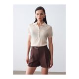 Dilvin 10874 Lyocell Karışımlı Polo Yaka Bluz-Taş