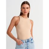 Dilvin 20810 Crop Top-Açık Bej