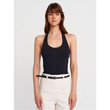 Dilvin 21052 Halter Yaka Siyah Kadın Bluz Slim Fit Elastan Kumaş ile Şık Yaz Stili