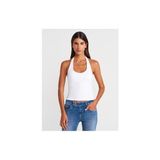 Dilvin 21052 Halter Yaka Slim Fit Kadın Bluz Beyaz Elastan Kumaş ile Şık Yaz Tarzı
