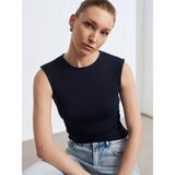 Dilvin 21054 Kadın Basic T-Shirt K.lacivert Günlük Stil Kolsuz %94 Pamuk Örme Kumaş - 40