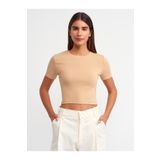 Dilvin 30124 Bej Crop T-shirt