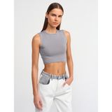 Dilvin 30125 Crop Top-Gri - 40