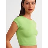 Dilvin 30528 Pamuk Ve Modal Karışımlı Crop Top-Açık Yeşil - 36