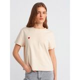 Dilvin 30584 Bisiklet Yaka Pamuklu T-Shirt-Bebe Mavi - Taş - 40