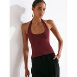 Dilvin 31753 Halter Yaka Kadın Bluz Bordo %93 Naylon %7 Elastan Kolsuz Abiye Kalıp - 40