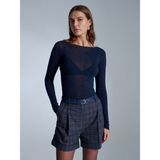 Dilvin 32122 Kayık Yaka Modal Kaşmir Ultra Hafif Bluz-Lacivert - 40
