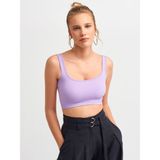 Dilvin 3540 Lila Kadın Askılı Crop Top