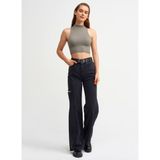 Dilvin 3587 Balıkçı Yaka Kolsuz Crop Top-Haki - XS - S