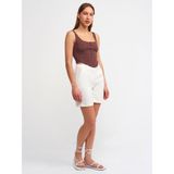 Dilvin 3791 Korse Top Koyu Kahve Kolsuz U Yaka Kadın Bluz 96 Pamuk 4 Elastan Şık Abiye Stil - Kahverengi - 36